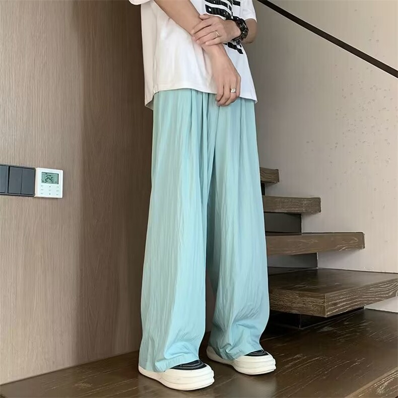vibe风潮褶皱冰丝裤子禅意新中式休闲男裤夏季薄款山本风阔腿裤,男装休闲裤,星座1013
