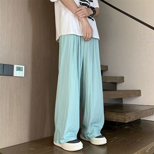 vibe风潮褶皱冰丝裤子禅意新中式休闲男裤夏季薄款山本风阔腿裤图片