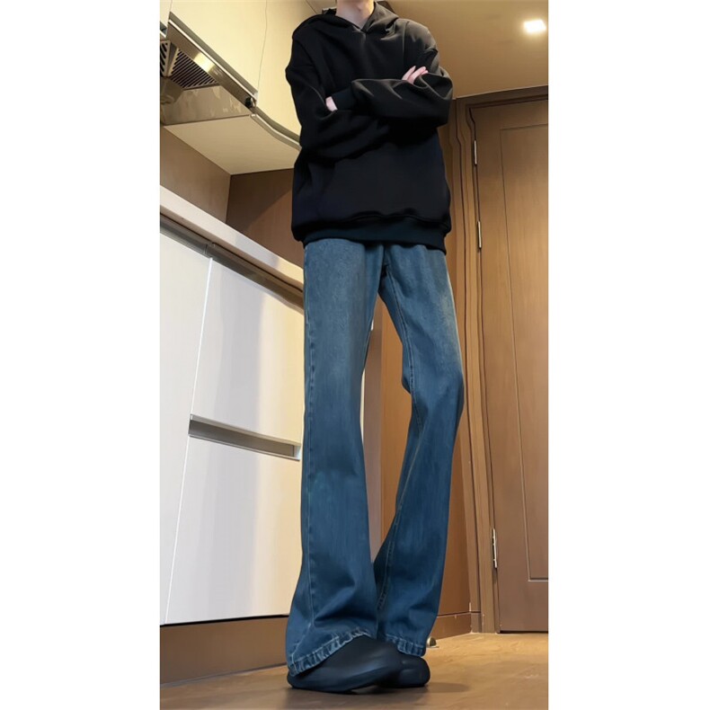 抖音品质现货牛仔裤秋季新款男女同款微喇裤子XZ610A-特P45-控78,男装牛仔裤,星座610A