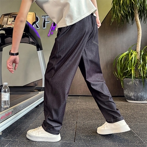 复古牛仔裤男士新款直筒天丝裤子夏季薄款弯刀冰丝裤长裤图片