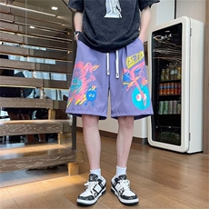 高街帅气休闲短裤男士印花卡通痞帅气2024夏季ins五分裤K5238-P30，男装牛仔裤，星座412-3