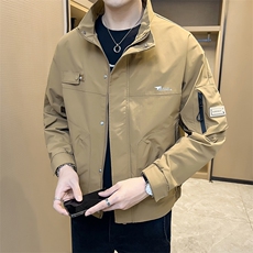 休闲纯色长袖上衣男贴标休闲百搭夹克DS-A329-FL2307-P95，男装夹克，电商A329