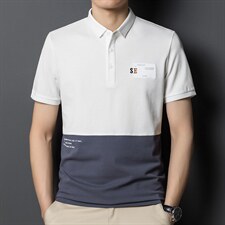 男士时尚拼色短袖T恤男薄款翻领POLO衫男装夏季青年百搭体恤衫潮图片