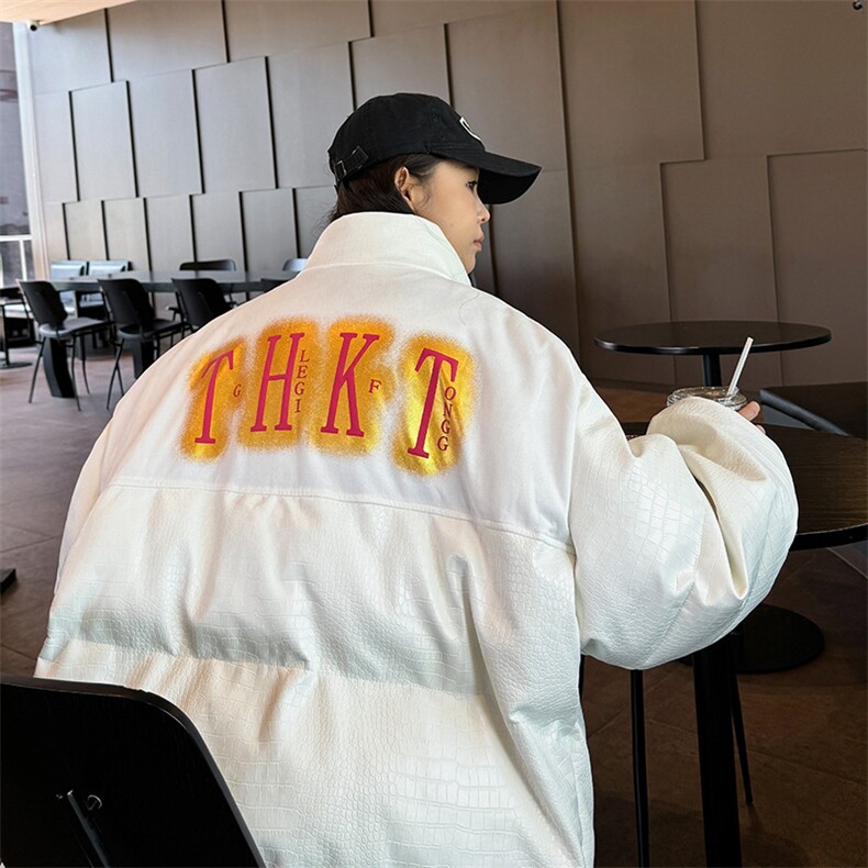 2025情侣款PU皮棉衣棉服鳄鱼纹拼接面包服棉袄皮衣外套1612-P85,男装皮衣,星座207