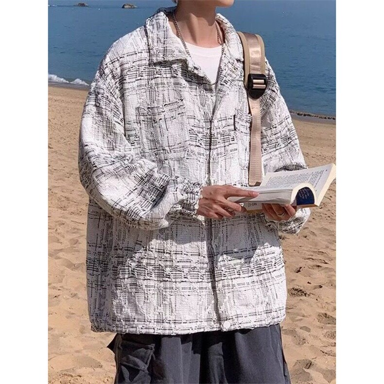 韩版设计感小香风格子外套女春秋季新款学生夹克复古工装上衣,男装夹克,星座506A