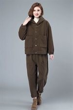 2021秋冬新款宽松时尚休闲套装女大码显瘦连帽两件套，女装套装/套裙，叶笙衣