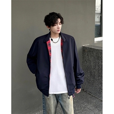 8XL-M美式复古棒球服外套男特大码潮牌双拉链立领夹克衫JK005P85，男装夹克，电商B312