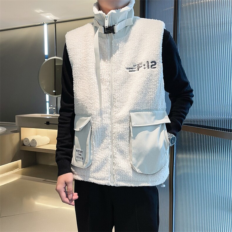 2024冬季加厚羊羔毛立领棉马甲背心外套男M501-p115控165图片