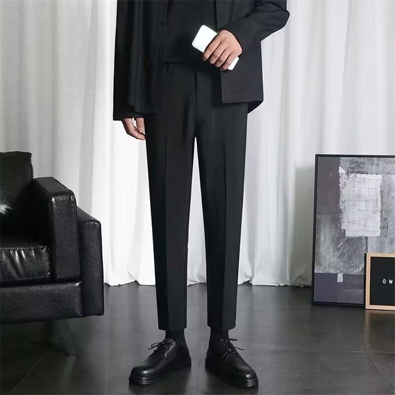 小西裤男士2025春秋季高级垂感修身加绒九分西装裤潮牌休闲长裤子,男装西服套装,星座506A