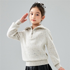 优质精选半拉链儿童100%羊毛针织衫男女童套头纯色羊绒翻领毛衣，童装儿童羊毛衫，初丹羊绒童装