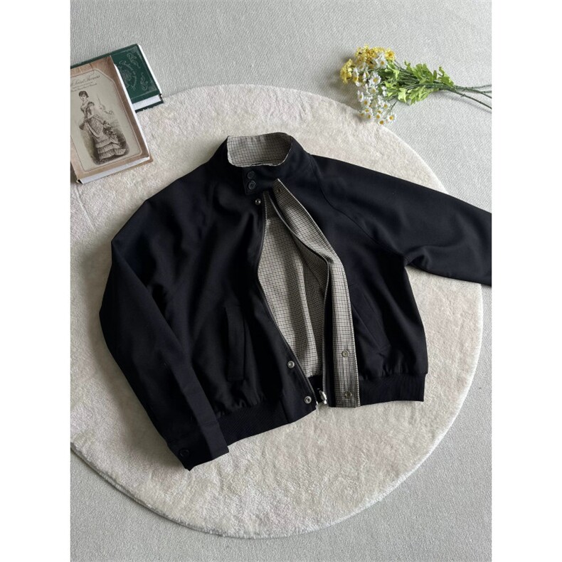 706-1-JK1046-P95现货春季老钱风双面穿千鸟格哈灵顿夹克外套，男装夹克，星座706-1