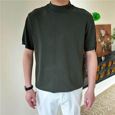 春夏男纯色半高领针织毛衣短袖纯色B2001-P45，男装针织衫/毛衣，星座1012-1