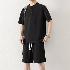 纯色二开TZ25313-特P60短袖T恤男套装夏季学生潮流帅气夏天男装，男装T恤，电商D310B