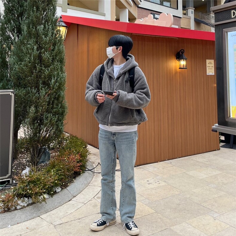 816B-WT011-P130韩连帽羊羔毛颗粒绒棉衣外套冬,男装棉衣,星座816B