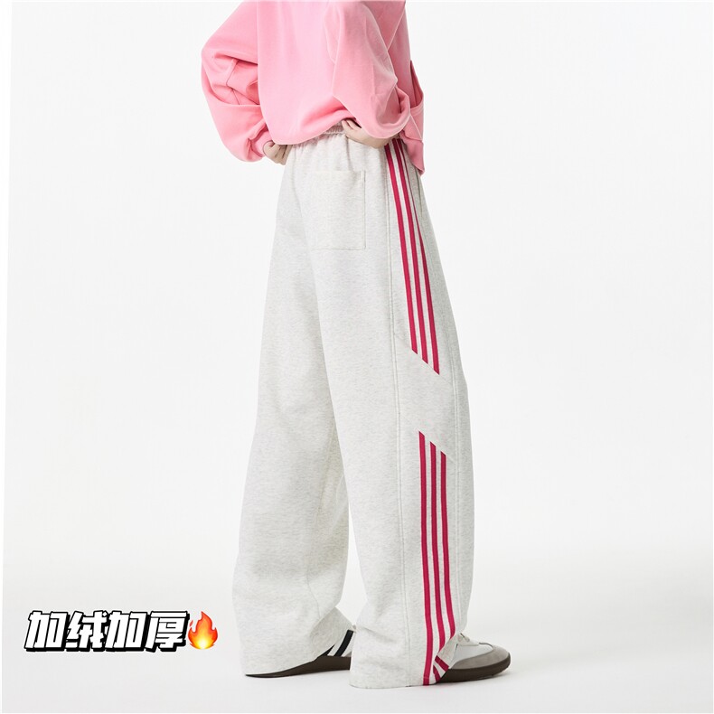 INS美式运动加绒加厚条纹宽松休闲卫裤B315-K24269JR-特p45控88,男装休闲裤,电商B315