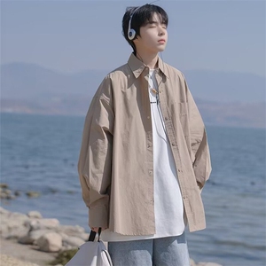 wassup happy日系长袖衬衫男款春秋季潮流痞帅青少年休闲衬衣外套图片