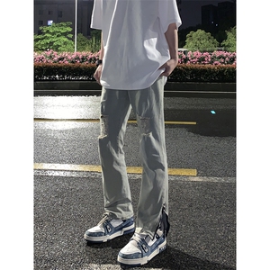 B221 美式ins高街暗黑拉链小脚弹力破洞牛仔裤 LK23060-P65 控88图片