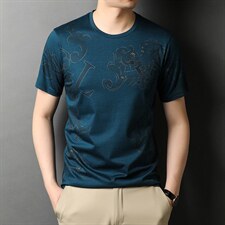 爸爸t恤短袖夏装2023新款男士中年人圆领休闲百搭老年人体恤衫，男装T恤，电商B212（原钱塘6029）