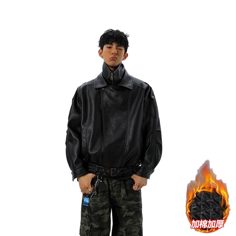 双层领大码M-5XL机车PU皮衣男JK78095特P118加棉特P138控208,男装皮衣,星座226-1