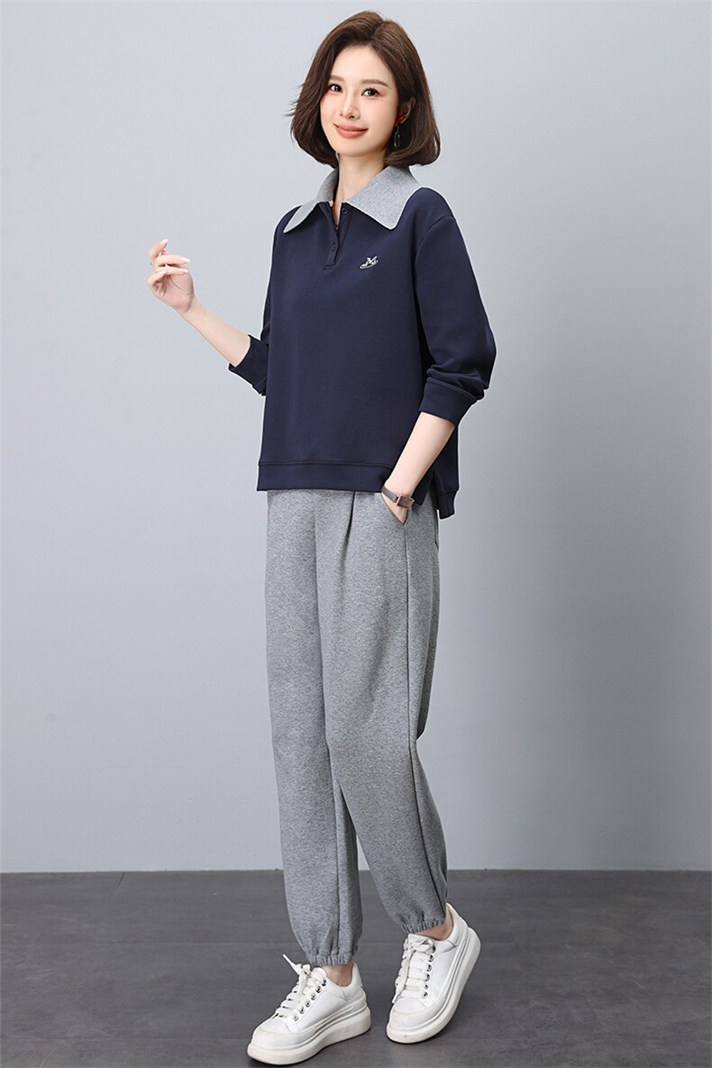 长袖套头卫衣女2024秋装新款时尚宽松休闲翻领卫衣,女装卫衣/绒衫,悦见她