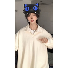 GENIOLAMODE麦穗纹卫衣男秋季新款长袖T恤美式宽松休闲polo领外套，男装卫衣，电商A102