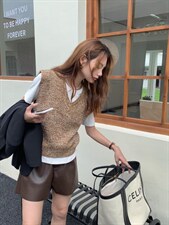 WM0007V领杂色毛织背心，女装背心吊带，BD