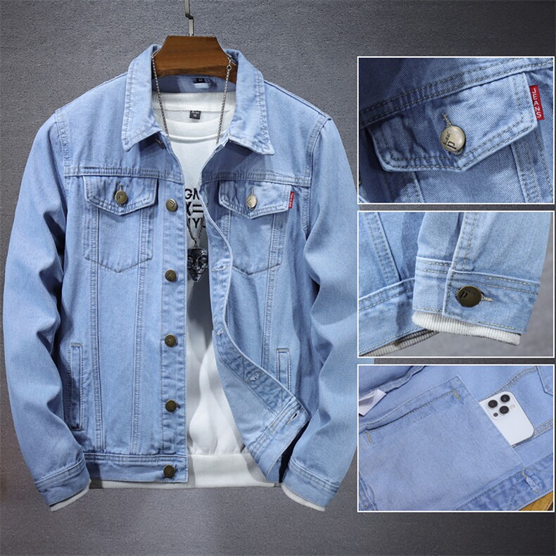 春秋季牛仔外套男夹克牛仔衣浅蓝色XZ1112-6651-P58，男装工装外套，电商B223（原星座515-1）