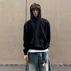 抖音得物高品质二开美式高街重磅结构辑明线纹理连帽卫衣外套W109图片