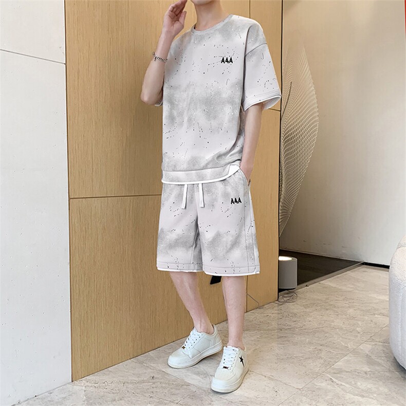 T08-P50控79新款现货夏季美式男士休闲短裤套装,男装休闲套装,星座209-1