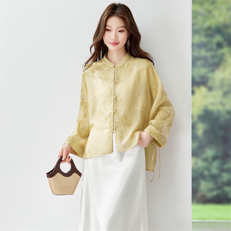 在仓~2026年夏季薄款浮光锦刺绣抽绳宽松防晒服时尚潮流户外上衣,女装防晒衣,新依时派