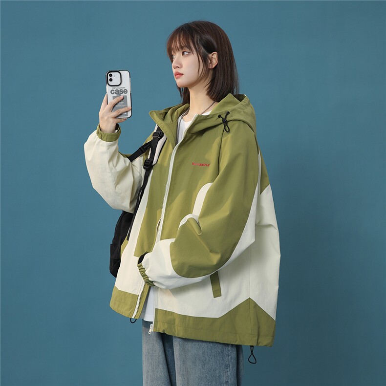 现货中性春季宽松拼接夹克潮休闲连帽冲锋衣XZ811A-JK3014-P88,男装夹克,星座811A