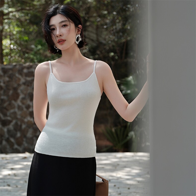女士圆领吊带，女装背心吊带，江帆羊绒