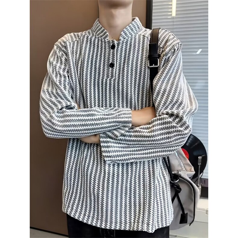 5696-P43美式复古潮牌港风拼色长袖Polo衫宽松休闲卫衣,男装Polo衫,星座617A-2