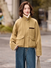 拼毛绒派克羽绒服女2025冬季新款小个子超好看洋气短款白鸭绒外套，女装羽绒服，冬木谷雨