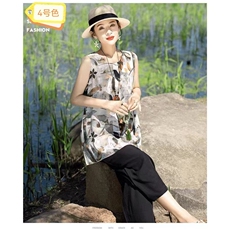 2025百搭时尚纯棉印花九分裤套装，女装套装/套裙，雪兔电商全品类