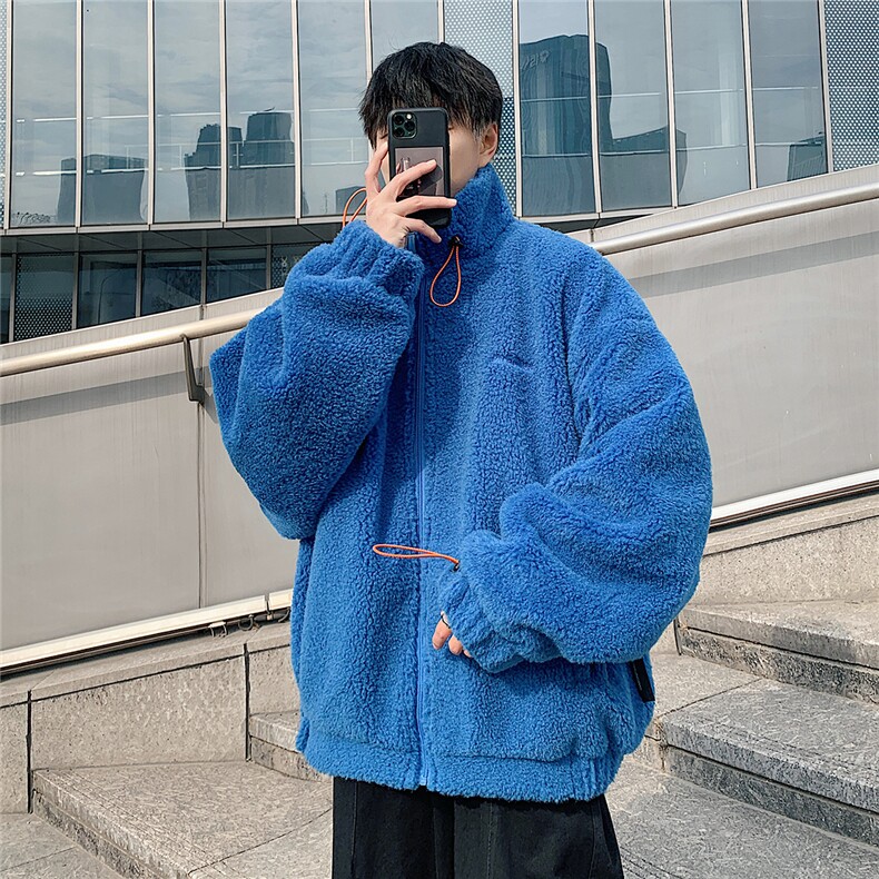 港风外景冬季宽松百搭棉服男羊羔毛情侣棉衣外套男7956P105控149图片