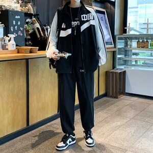 帅气新款长袖情侣潮慵懒长裤时尚学生班服休闲china套装Z108P65,史诗套装怎么搭配图片