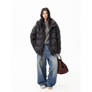 90%绒新标有报告连帽撞色韩版宽松羽绒服外套Y990/370 现货图片