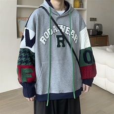 WASSUP原创设计感潮流连帽卫衣男春秋季拼接撞色上衣潮牌休闲外套，男装卫衣，星座712