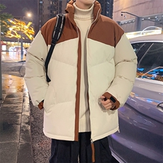 港风潮牌新款拼色立领棉服潮流保暖棉衣M071-P85控118，男装棉衣，星座717