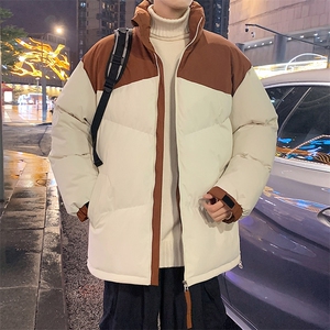 港风潮牌新款拼色立领棉服潮流保暖棉衣M071-P85控118图片