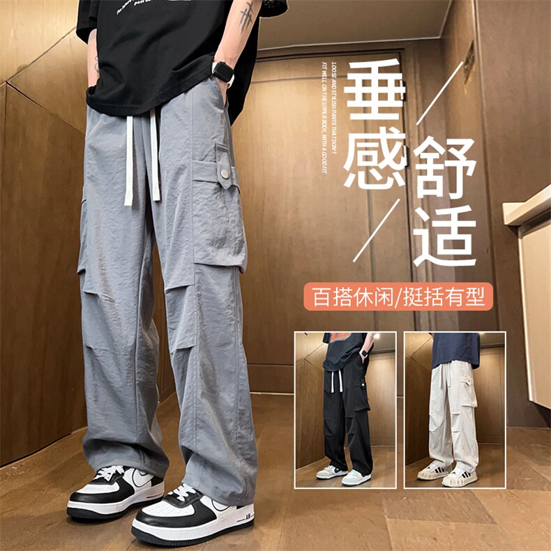 直播数据款 春季新款大口袋伞兵裤宽松直筒休闲裤工装裤 K515-P42图片