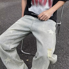 日系潮男ins潮流长裤夏季合体直筒简约青春流行N7202P40，男装牛仔裤，星座1116-2