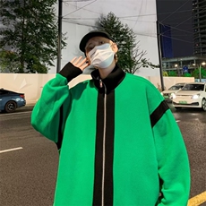新款夹克男秋季宽松潮ns港风拼色外套痞帅休闲针织上衣JK133-P55，男装夹克，星座1008-1