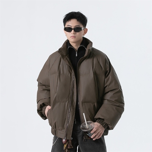 档口图 吐司方格pu皮蓬松保暖棉服防水棉衣M2509-P95图片