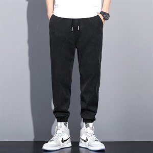 YK968-P45 新品牛仔裤男士秋季潮男宽松束脚四季哈伦休闲九分裤男图片