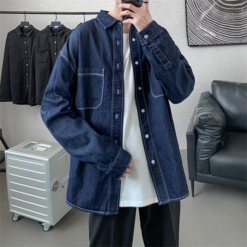 牛仔衬衫男生外套春季美式C926P42,男装衬衫,星座1116-2