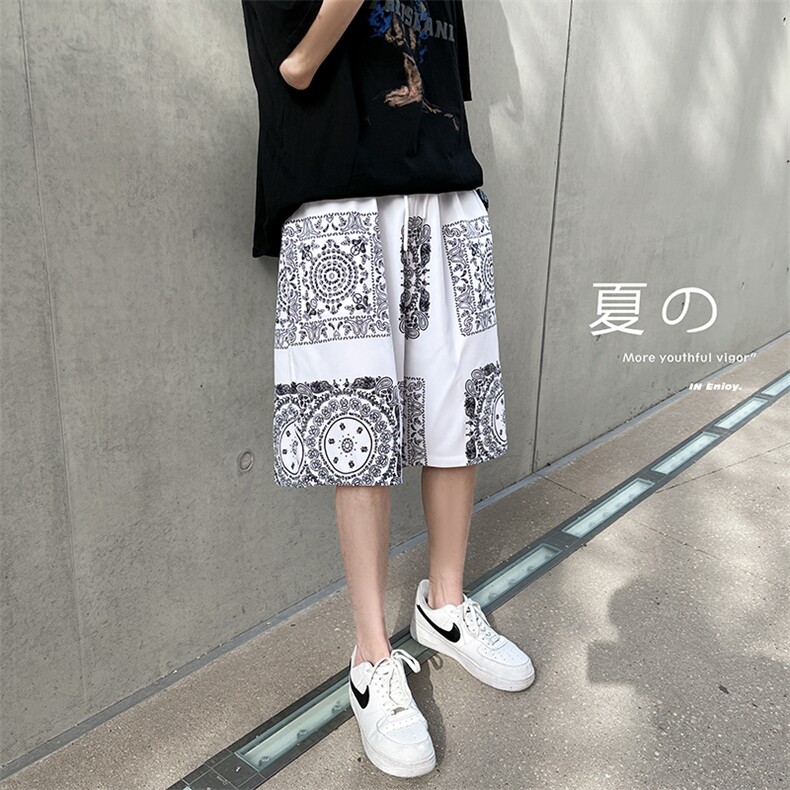 印花短裤宽松夏季男士5分冰丝沙滩宽松休闲裤A125-6610-P25,男装牛仔裤,电商A125