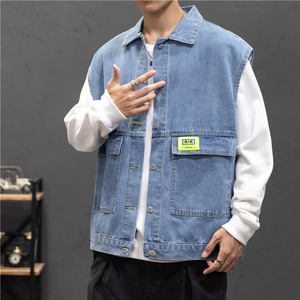2021新款男士印花牛仔马甲男女宽松工装夹克外套坎肩潮 BX679-P45图片