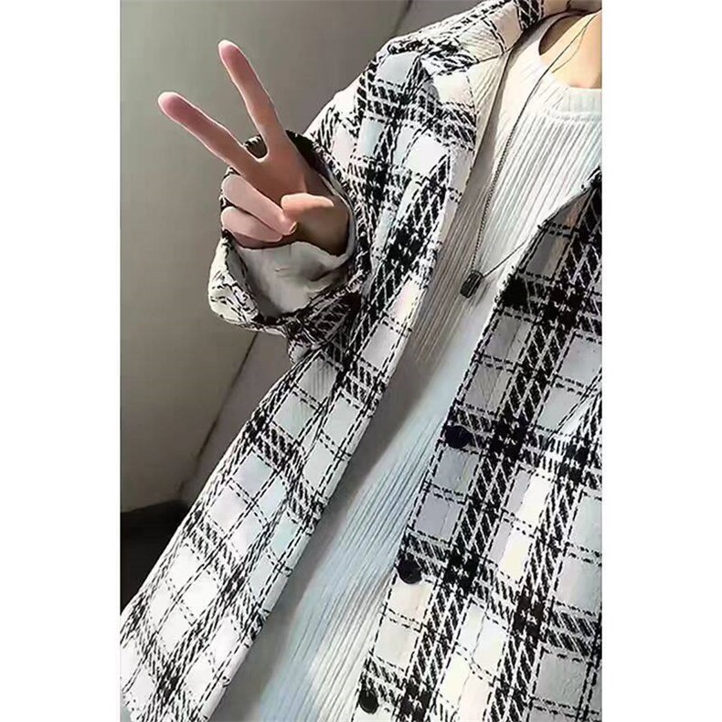 格子小香风外套男高级感痞帅穿搭春秋情侣衬衫夹克LXF0533-P65,男装夹克,星座1008